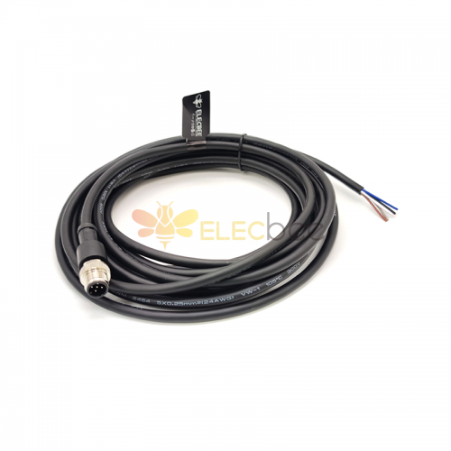 M12 延長電纜 5Pin Male A Code 直型連接器 模壓電纜 5M AWG22