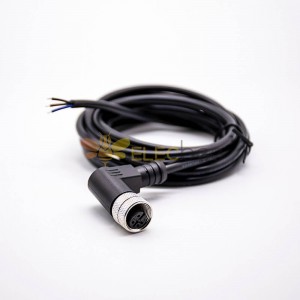 M12 Female Cable Right Angle 3Pin A Code Molded Cable AWG22 With 2M Wire