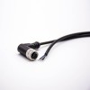 M12 Female Connector 3 Pin Wiring A-Coding Right Angle Connector Molded Black Cable 5M AWG22