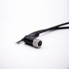 M12 Female Connector 3 Pin Wiring A-Coding Right Angle Connector Molded Black Cable 5M AWG22
