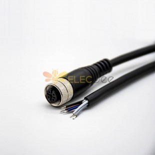 M12 母延长线 5Pin A 代码直连接器模压电缆 5M AWG22