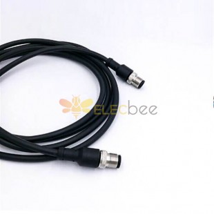 M12 Male Cable 4Pin To 4Pin A Code Straight Double Ended 2M AWG22