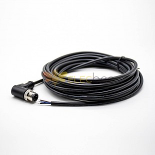 M12-Stecker, rechtwinklig, 3-poliges Kabel, geformtes elektrisches Kabel für die Luftfahrt, 5 m, Code AWG22