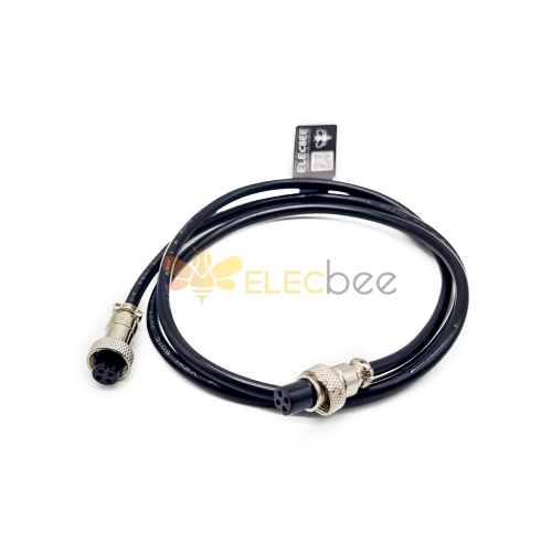 Câble électrique 2M AWG22 A de connecteur droit masculin d\'aviation de Pin de M12 4