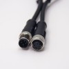 M12 Male To Female Cable 180 Degree A Code 4 Pin Cable Cordset 1M AWG22