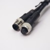 電纜接頭m12四芯A編碼公對母直式帶屏蔽注塑線1M AWG22