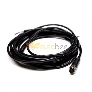 M12 Profibus Cable 5Pin A-Coding Female Straight Molded Cable 5M AWG22 PVC Black Unshield