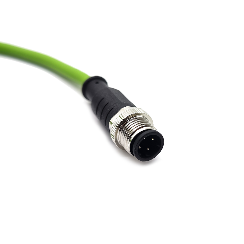 M12 传感器电缆 D 编码 4 针公头转 RJ45 8P8C 公头直双端电缆 2M AWG22
