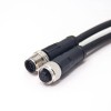 M12 传感器电缆插头 12Pin 公对母 A 码 180 度工业防水连接器 1M AWG26