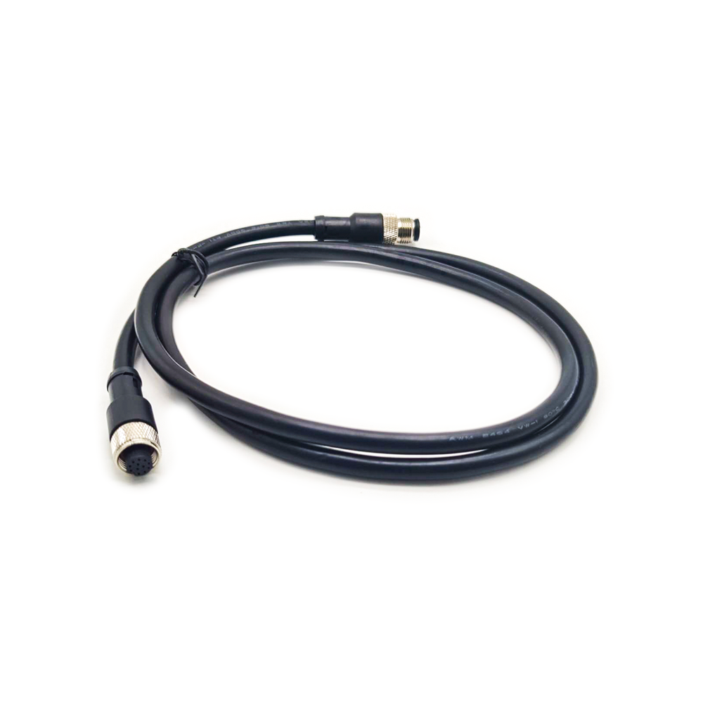 M12 傳感器電纜插頭 12Pin 公對母 A 碼 180 度工業防水連接器 1M AWG26