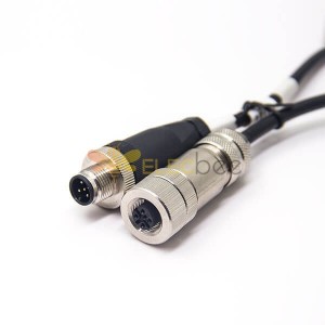 M12 Shielded Cable Feminino Straight A-Coding para macho Plug Double Ended Unshiled 0,5 M AWG22