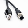 M12 - RJ45 Ethernet Kablosu 1M AWG22 Uzunluk Erkek D Kodlu M12 4Pin Fiş UInshield