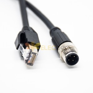 Cavo Ethernet da M12 a RJ45 Lunghezza 1M AWG22 con connettore maschio M12 a 4 pin con codifica D a maschio RJ45