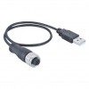 M12 から USB ケーブル 180 度 M12 A コード 4 ピン メス USB A オス アセンブリ アンシレッド 1M AWG26