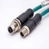 M12 X code Male to Female Straight Cable Cordsets Blue 1M