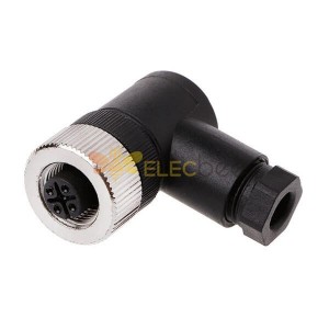 10pcs M12 Circular Connector Types 4Pin Female Right Anlge 90 Degree Cable Plug