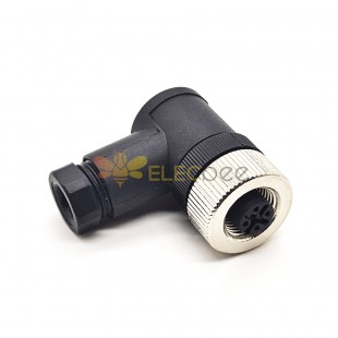 4 broches M12 Connector Female Screw-joint Connector 90 Degree Non-Shield