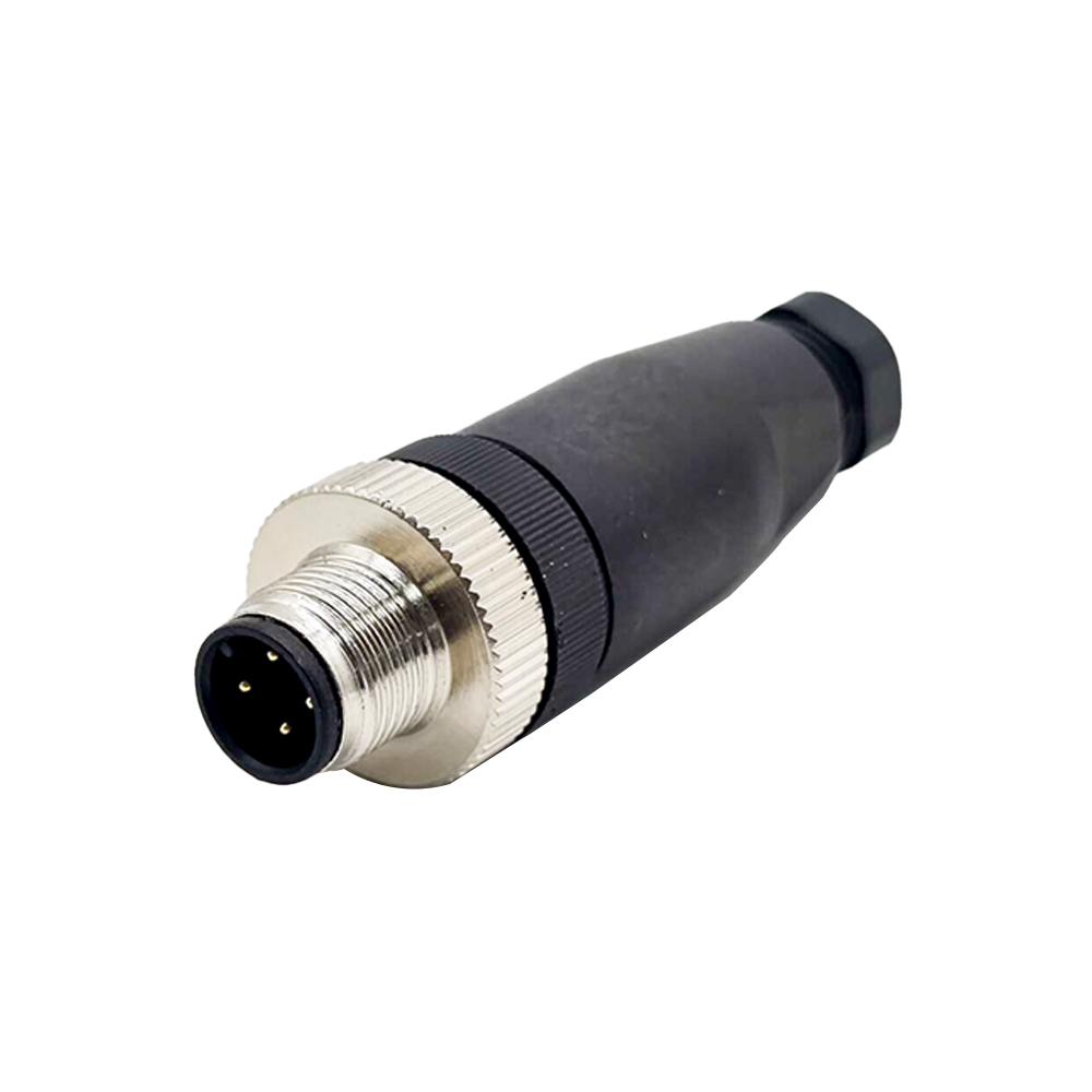 Ethernet M12 Соединитель Поле Проводной водонепроницаемый прямой 4 Pin A Код Unshield Мужской Plug для кабеля