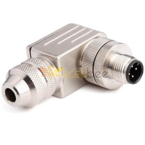 M12 4Pin Waterproof A Code Screw Joint Type 90 Degree For Cable shiled