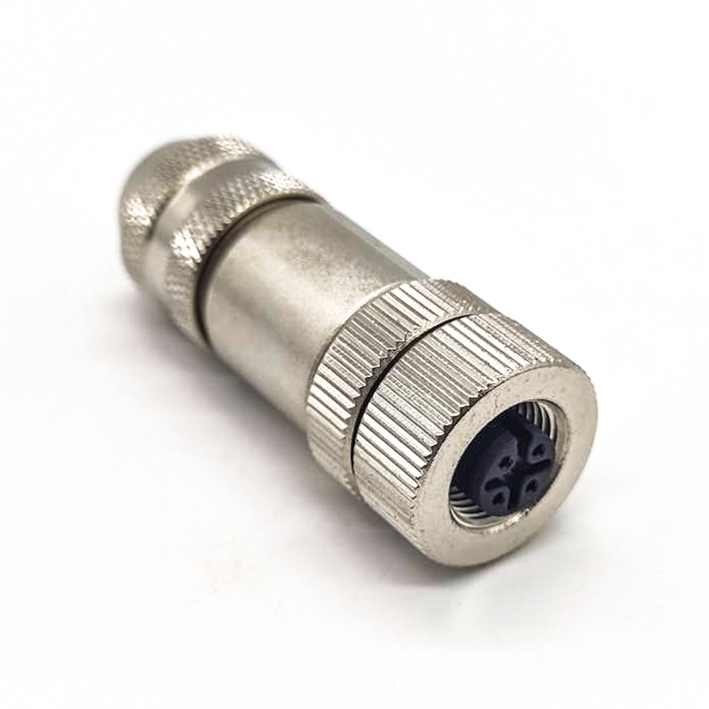 M12 5 Pin Connector Female Straight Shield Field Wireable Connector Crimp Type for Cable