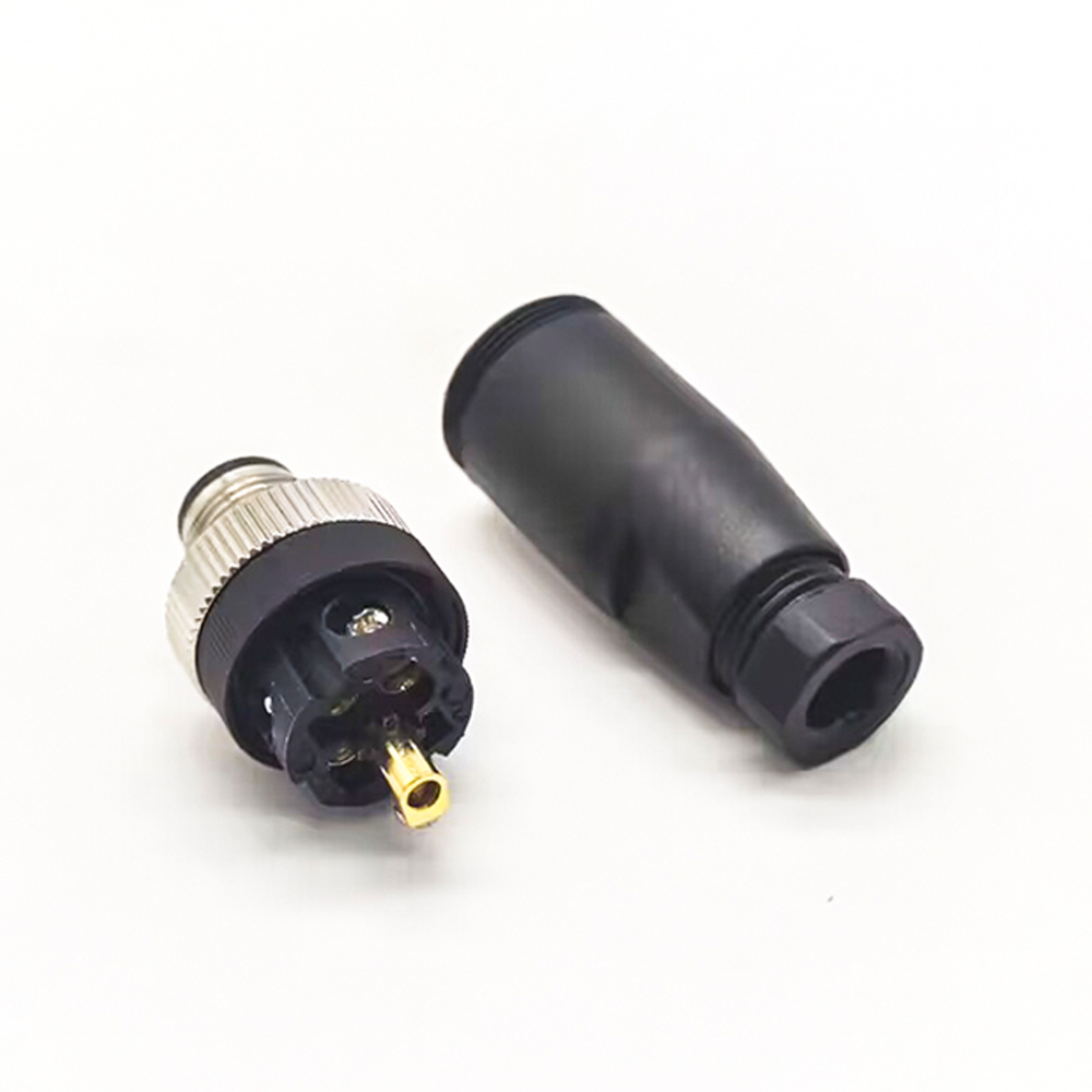 M12連接器5芯公頭鎖螺釘型直式A 扣防水不帶屏蔽塑料殼體航空插頭