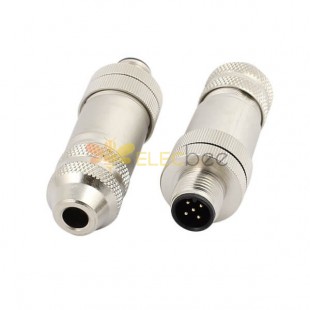 M12 5Pin Straight Plug A Code Male Shield Connector With Screw Termination Waterproof