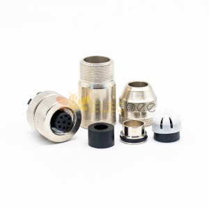 M12 8 Pin Female Connector Straight Aviation Plug Shielded A Code Field Installable Cable Waterproof