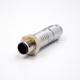 M12 8 Pin Field Wireable Connector Male 180 Degree Metal Waterproof A Coded Solder Shield