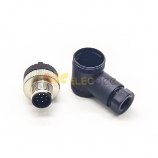 M12 A Coded Connector Right Angle 8 Pin Male Screw-Joint with Plastic Shell Unshiled Waterproof