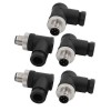 M12-A Male 4 Pin Field Attachable Connector Right Angle Cable Plug 5PCS