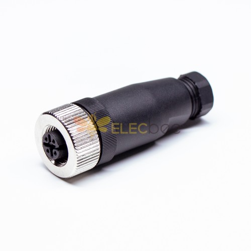 M12 Connector 4 pin Female A Code Straight Screw-joint Unshielded PG7