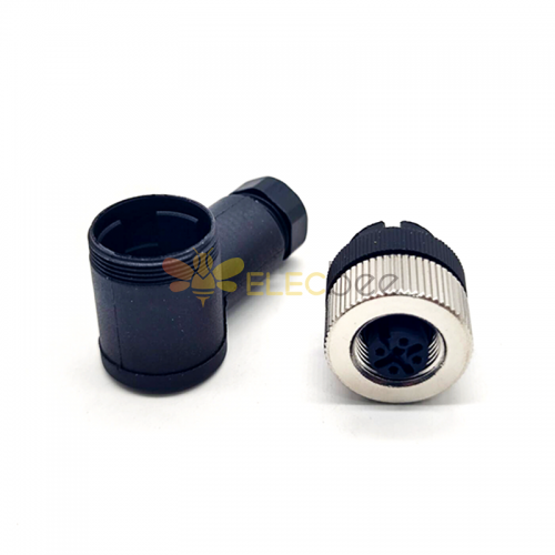 M12 Connector 4 Pin Wiring A Code Shiled Right Angle Female Plug Screw-Joint Unshielded Waterproof