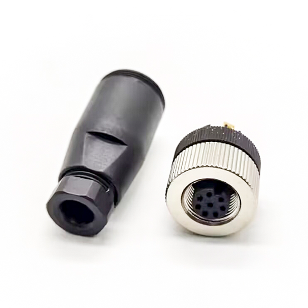 M12 Connector 8 Pin Female A Code Unshiled Circular Sensor Straight Field Wireable Connector Waterproof