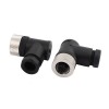 M12 Female Assembly Angled Connector 4Pin A Code Field Wireable Cable Mount Plug 2PCS
