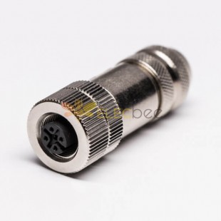 M12 Field Wireable Connector 4Pin Câble d'assemblage de personnalisation femme 9.5mm Plug With Shield