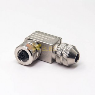 M12 Field Wireable Connector Angle droit A Code Waterproof 5 Pin Female Metal Plug Shiled
