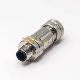 M12 Plug Connector Aviation Sensor Male Shield Straight Waterproof Screw-Joint 4 Pin A Coding