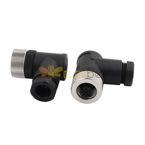 M12 Right Angled Connector Female Fieldable Assembly A-Coding 2PCS