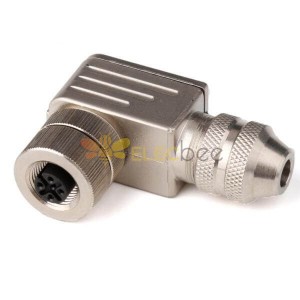 M12 Waterproof Connector 4Pin Right Anlgle Female Metal Assembly Cable A Code Plug With PG7 PG9 Shield