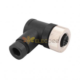 Power Connectors M12 5 Pin Angled Femme Socket A Coded Waterproof Screw Assembly Cable Plug