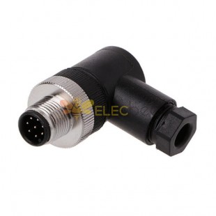 Right Angle M12 8Pin Male Assembly Cable Plug A Code AScrew Termination Unshield