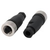 Straight M12 4Pin Female Field Wireable Cable Connector 2PCS