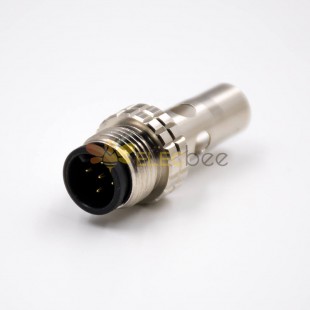 M12 5 Pin Male Connector Field Wireable Connector Waterproof A Coded Straight For Cable Solder Type Shield