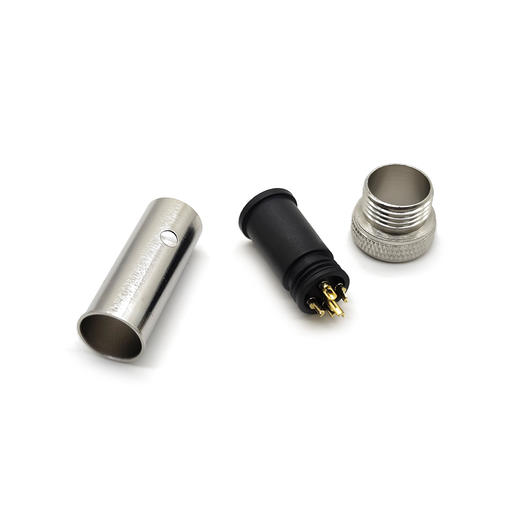 M12 5 Pin Male Connector Field Wireable Connector Waterproof A Coded Straight For Cable Solder Type Shield