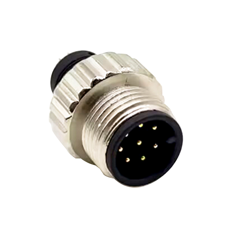M12 8 Pin A Kodlu Enjeksiyon kalıplama Konektörü Erkek Düz Lehim Kablo Non-Shield için