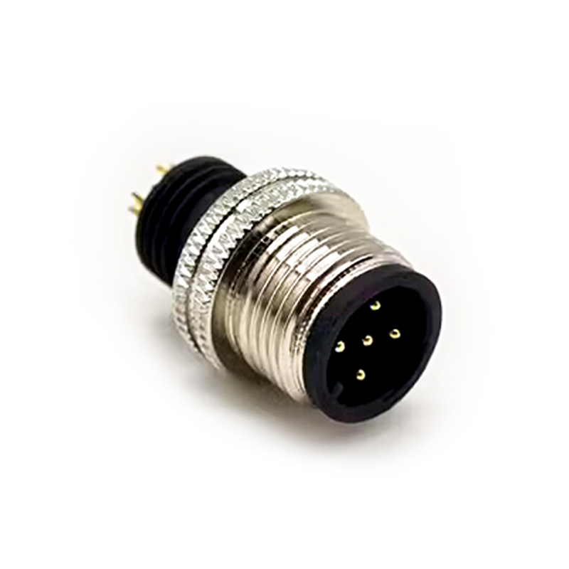M12 Connector 5 pin Male Straight Overmolded Solder Cup Unshielded A code