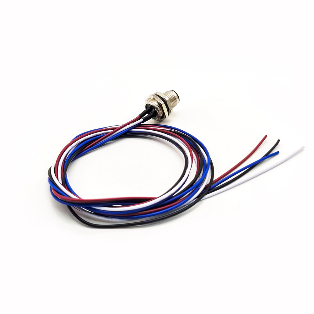 10pcs 4Pin macho M12 conector conector de montaje trasero con cables electrónicos