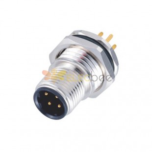 10pcs Circular Connector M12 Male D-Code 4Pin Front Mount With PCB Contacts