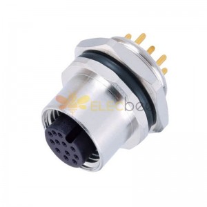 10pcs M12 12 broches Female Connector A-Code Female PCB Mount Receptacle Rear Mounting Type