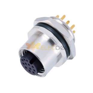 10pcs M12 12 pin Female Connector A-Code Female PCB Mount Receptacle Rear Mounting Type